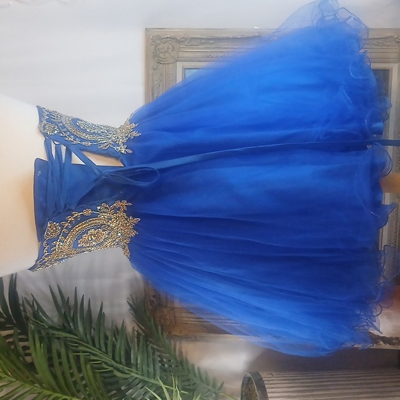 Strapless Blue and Silver Embellished Dress Sz Xs - Picture 12 of 12